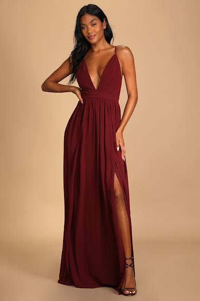 red prom dress flowy
