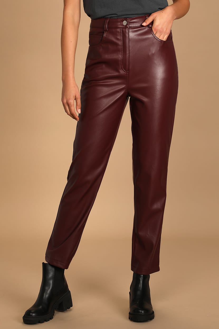 Sleek Burgundy Leather Pants – Feminineklass Boutique