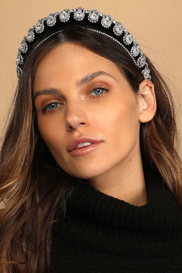 Black Headband - Rhinestone Headband - Velvet Headband - Lulus display picture 2