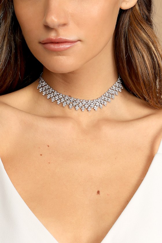 Live the Luxe Silver Rhinestone Statement Choker Necklace 3