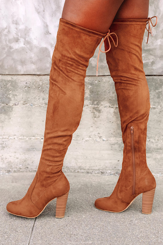 Chestnut Suede Boots Over the Knee Boots for Women OTK Boots Lulus