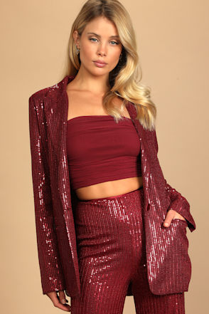 burgundy sequin blazer dress Rosette Burgundy Ruched Blazer Mini Dress