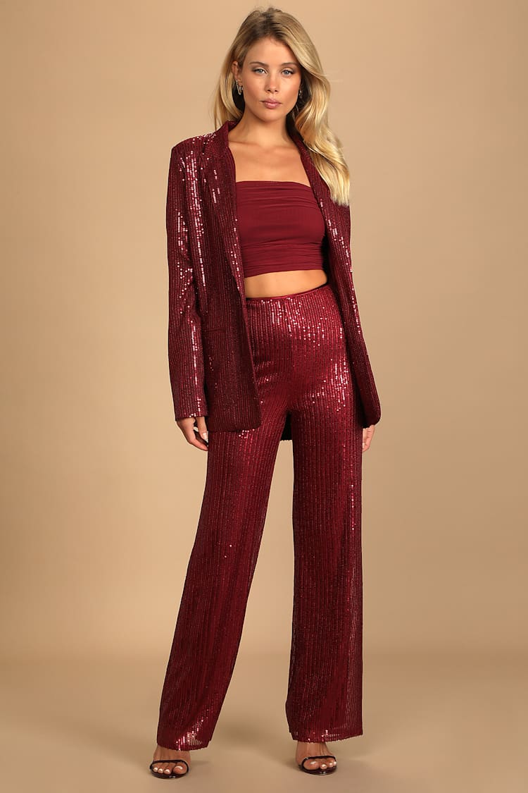 Burgundy Blazer - Wine Red Sequin Blazer - Party Jacket - Lulus Burgundy Blazer - Wine Red Sequin Blazer - Party Jacket - Lulus