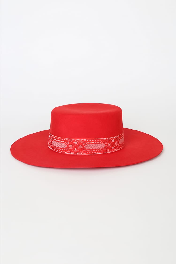 lack of color the sierra ruby red wide brim wool boater sun hat size medium 57cm Lack of Color- Sierra Ruby main image 3