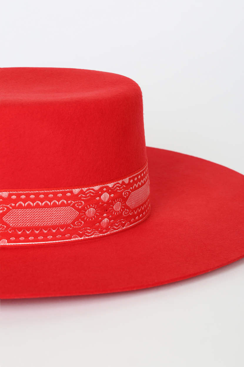 Lack of Color Sierra - Red Boater Hat - Wide Brimmed Hat  display picture 2