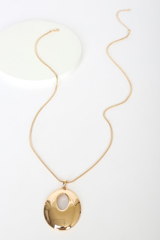 Down at the Disco Gold Oversized Pendant Necklace