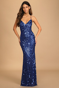 Photo Finish Royal Blue Sequin Lace-Up Maxi Dress 4