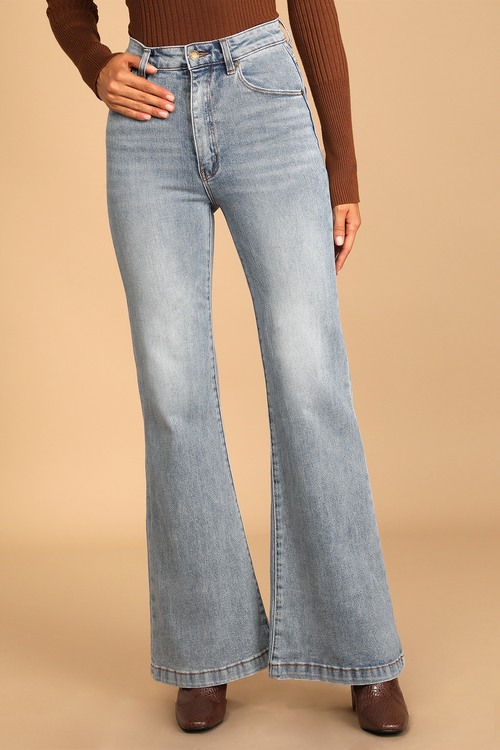Rolla's Eastcoast Light Wash High-Rise Flare Jeans