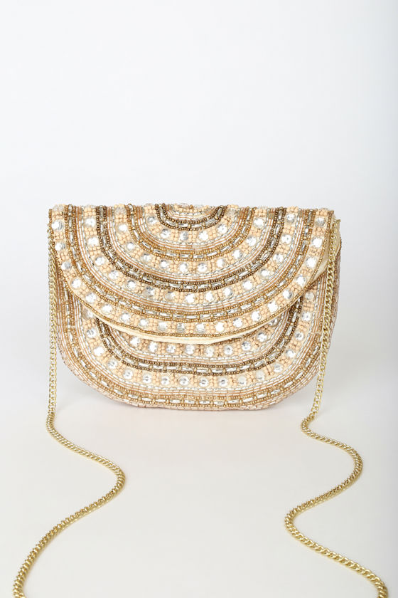 Shining Radiance Gold Multi Rhinestone Beaded Clutch 3