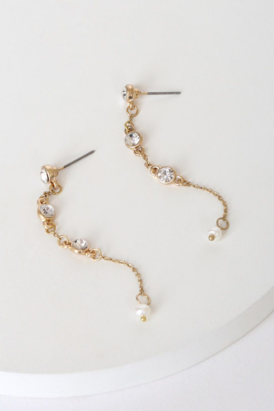 Always Dreaming Gold and Pearl Rhinestone Earrings 5