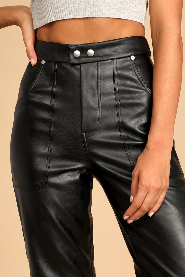 Blank NYC Track Record Faux Leather Pants 28 / Onyx Record