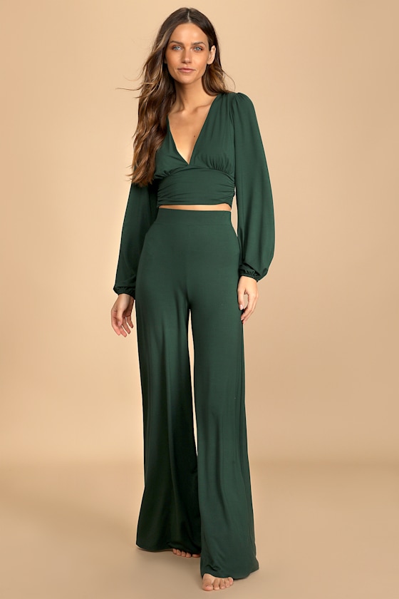 Ready to Relax Emerald Green Wide-Leg Pants 4