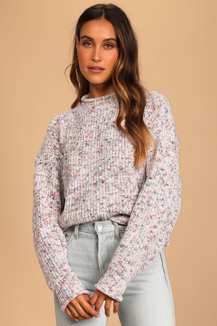 Casually Cozy Ivory Multi Chenille Pullover Sweater