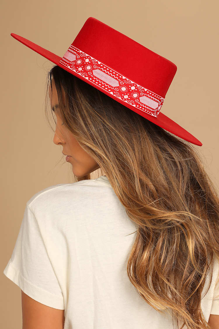Lack of Color Sierra - Red Boater Hat - Wide Brimmed Hat  display picture 1
