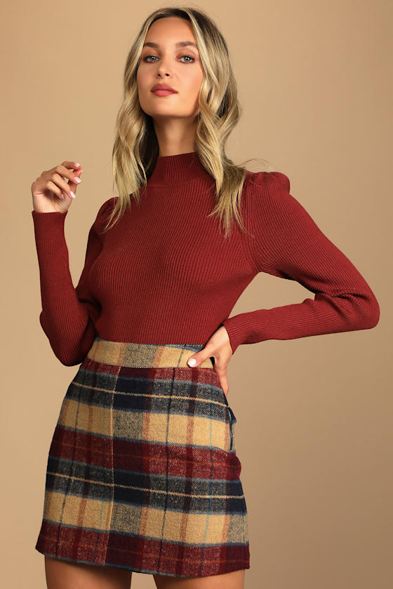 Mad for Plaid Burgundy Multi Plaid Mini Skirt 4