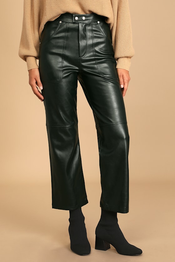 Vegan Leather Pants - Green 