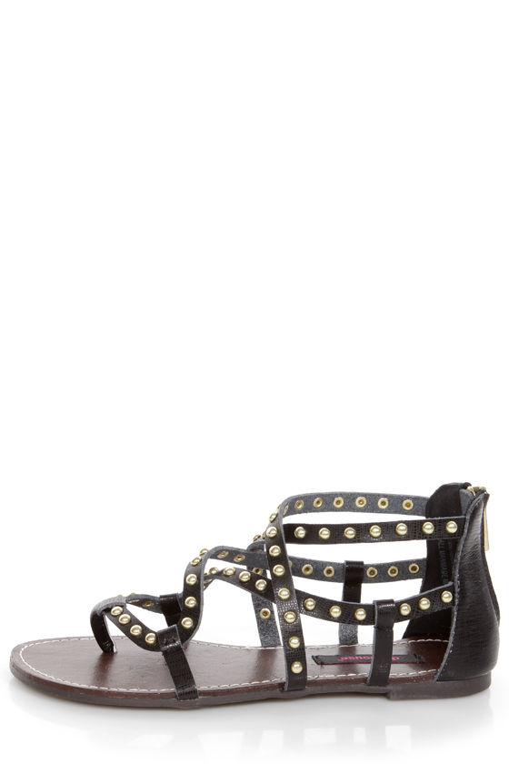 studded gladiator sandals black