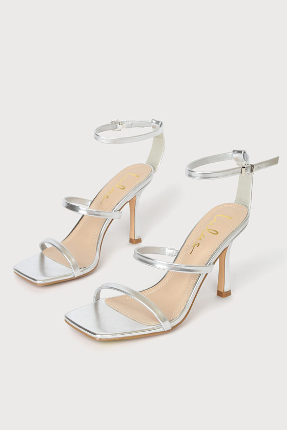 Alayyna Silver Ankle Strap Heels 4