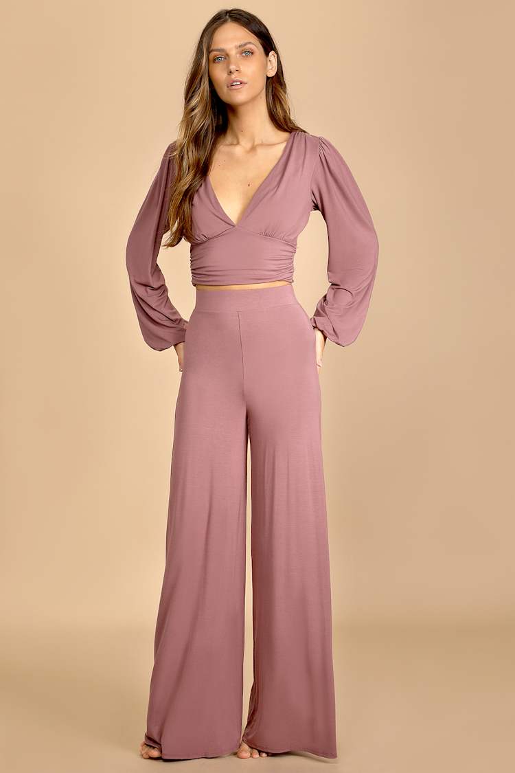 Dusty Purple Pants - Lounge Pants - Wide-Leg Pants - Jersey Pants - Lulus