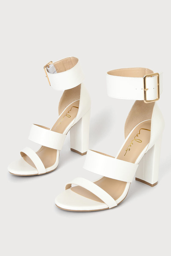 Margaret White Ankle-Strap Heels 2