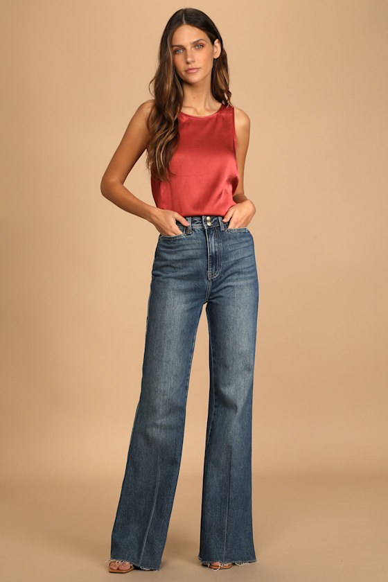 Elevate Your Look Rust Red Satin Tank Top 5