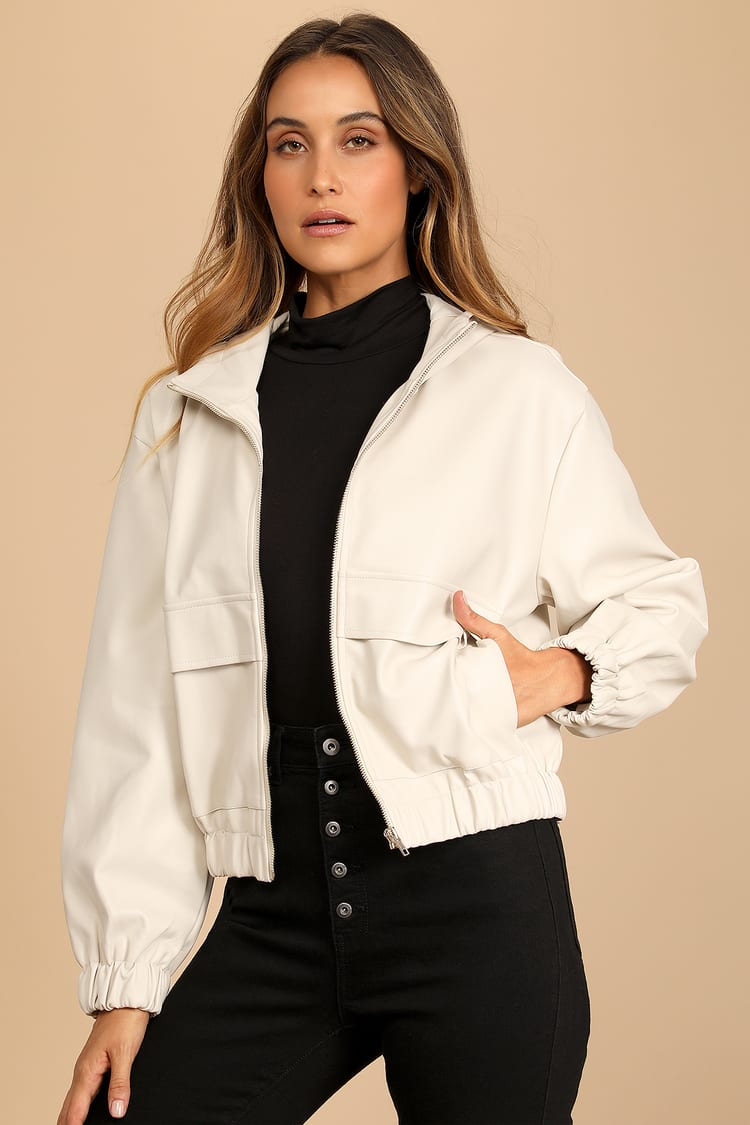 Leather jacket Off-White - Regular fit leather bomber jacket
