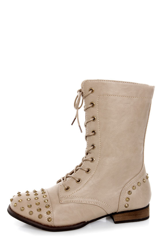 taupe lace up combat boots