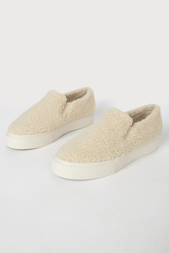 Your Move Natural Shearling Platform Slip-On Sneakers 3