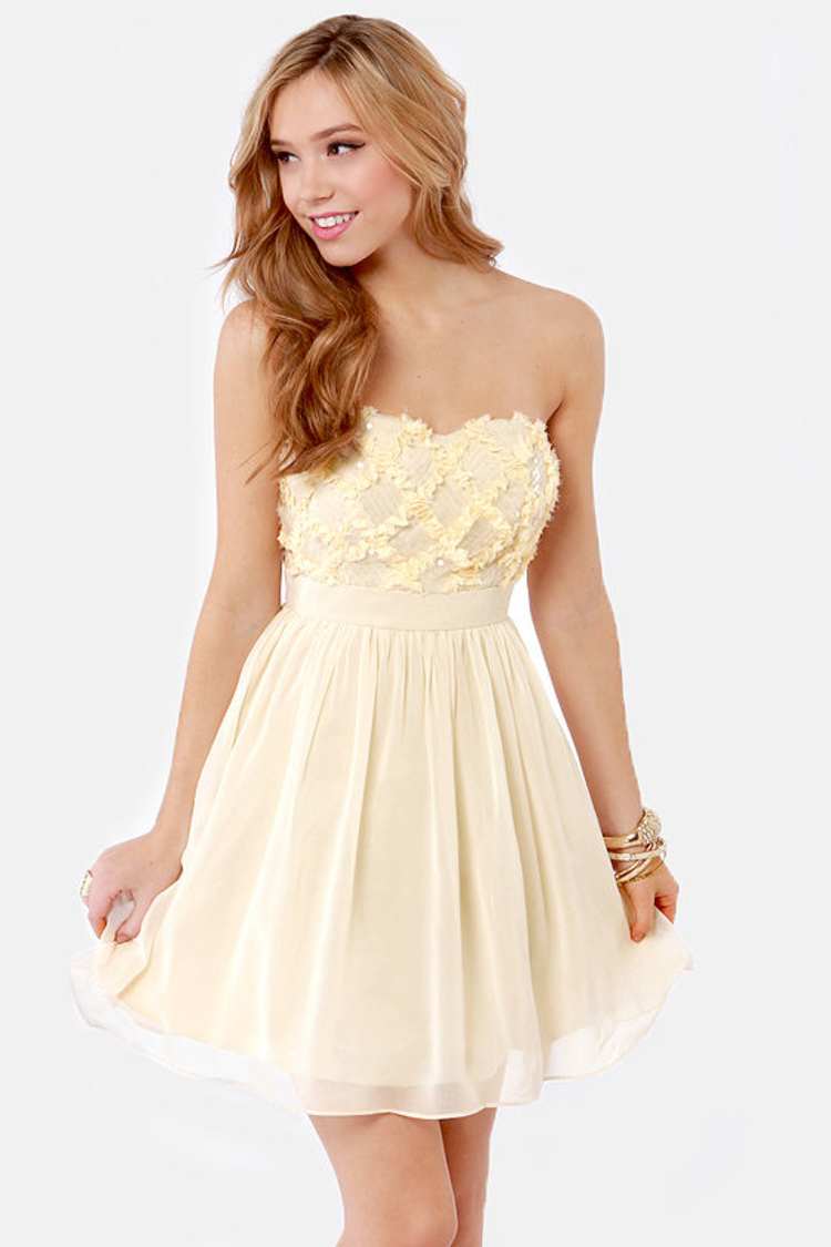 beige dresses near me A-Line Sweetheart Neck Satin Beads Beige Long Prom Dress, Beige Long E –  dresstby main image 1