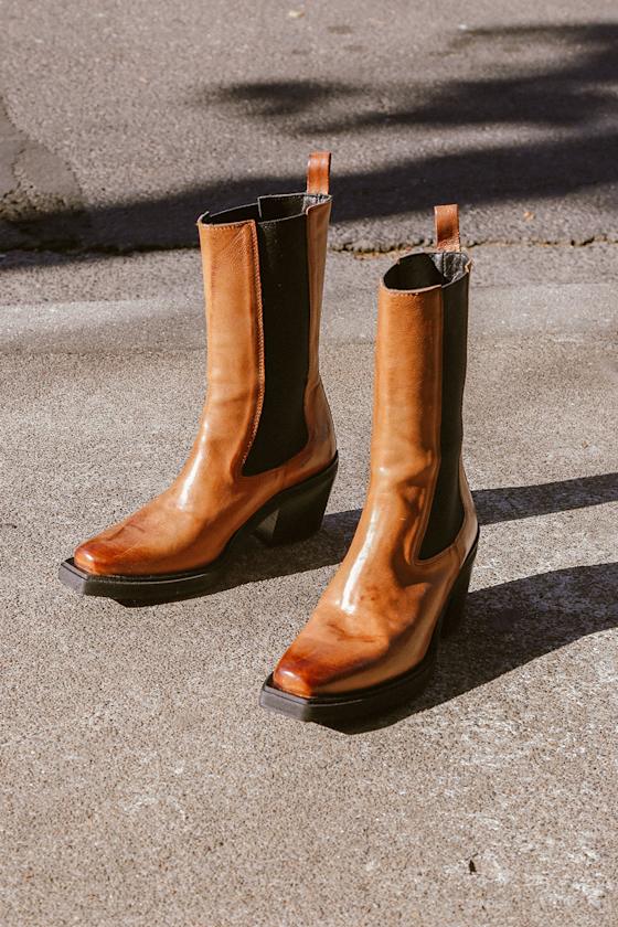 leather high ankle boots