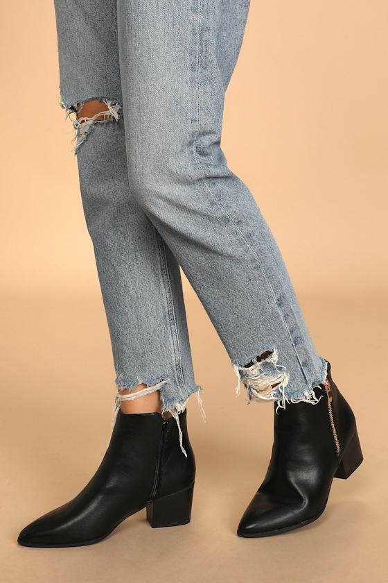 Illusion Black Pointed Ankle Booties 1