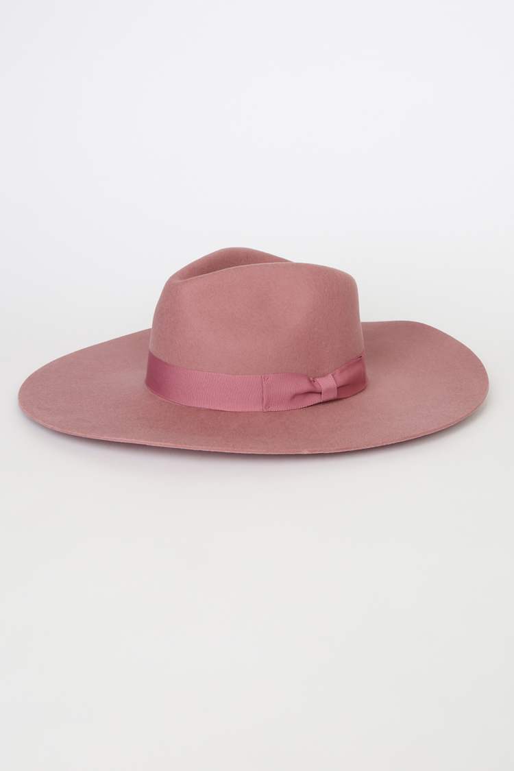 WYETH River Wool Fedora Hat Pink Rose Wide Flat Brim NEW! Wyeth Adrian - Rose Hat - Wool Hat - Pink Fedora Hat - Lulus main image 2