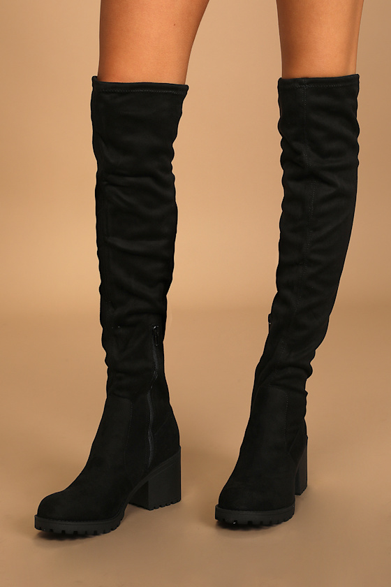 Linzy Black Suede Over the Knee Boots 1