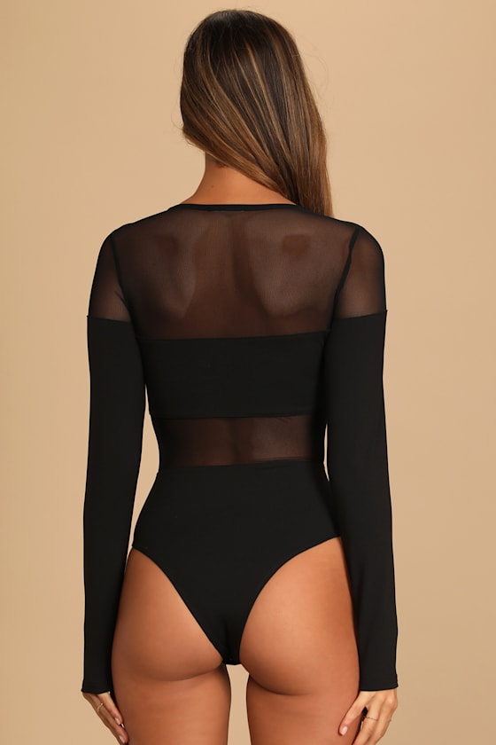 Mesh Appeal Black Long Sleeve Bodysuit - thumbnail 6