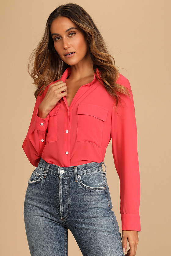 CORAL PINK SILK SHIRT