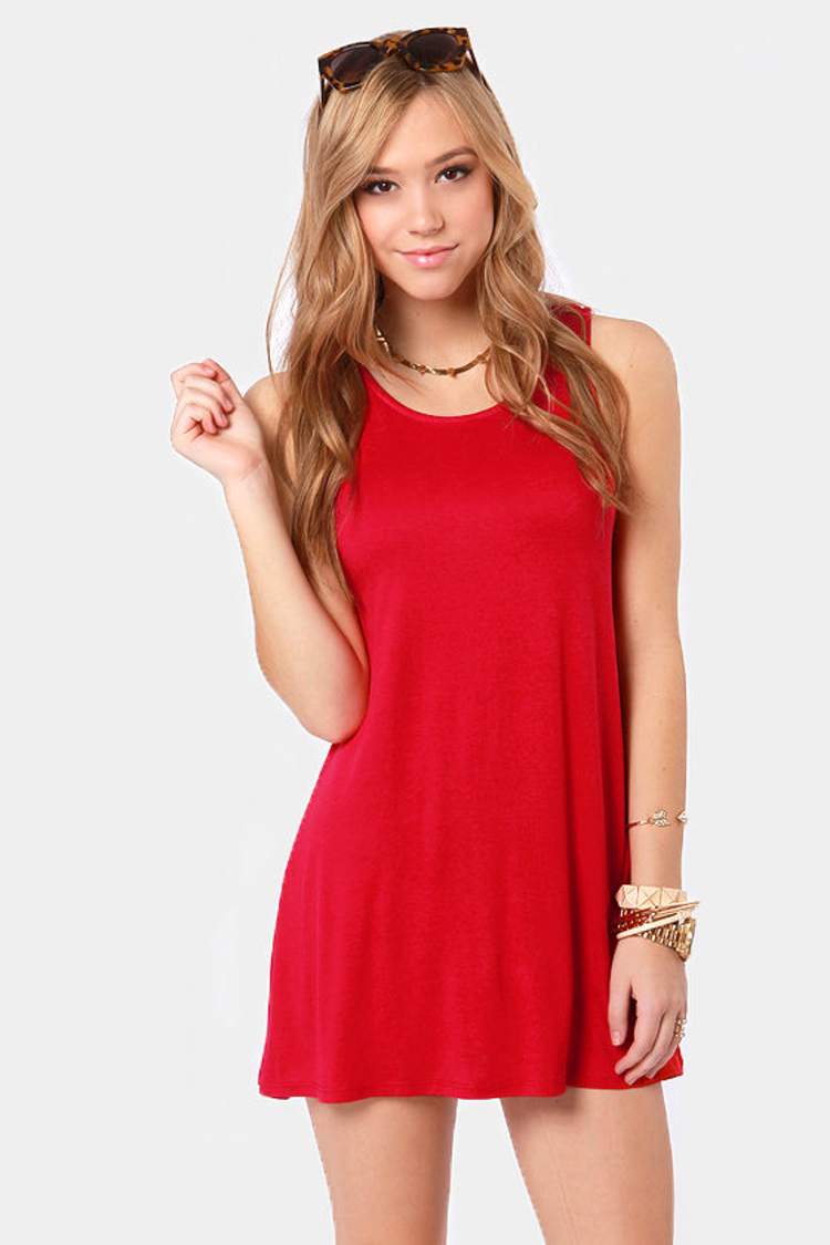 Casual Tank Dress - Jersey Knit Dress - Red Dress - $29.00 - Lulus