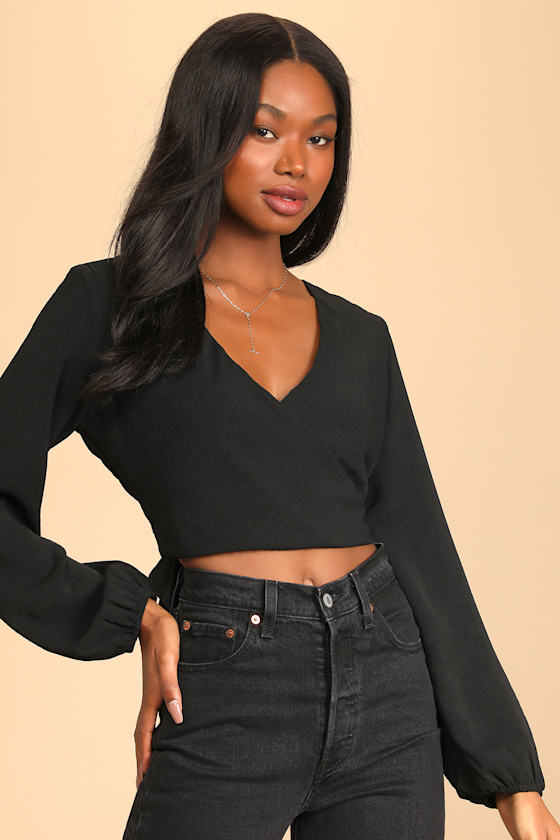 Style Success Black Long Sleeve Tie-Back Crop Top 7