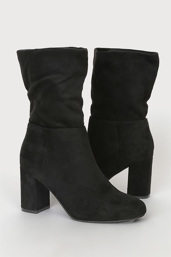 black suede slouch booties