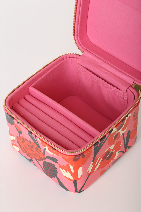 Getaway Pink Floral Print Jewelry Organizer Box 2