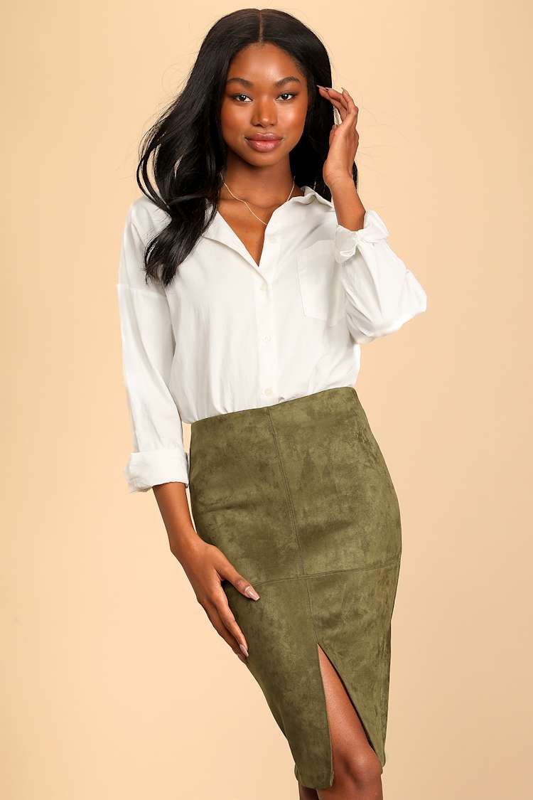 Pencil Skirt Women's Corduroy Skirt Xl Front Open Maroon