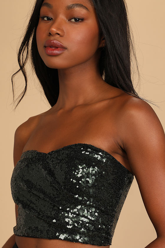 Party Favors Emerald Green Sequin Strapless Tube Top 6