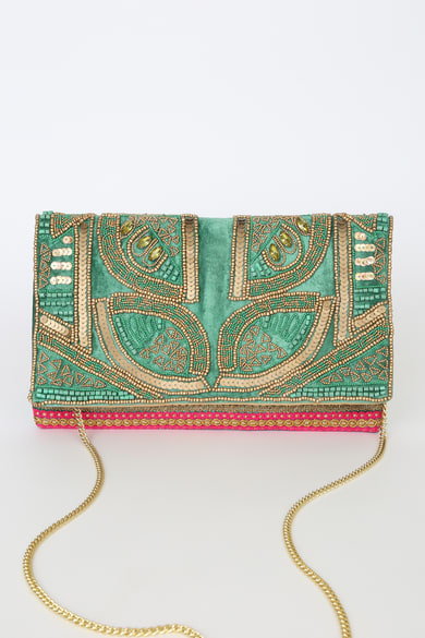 Hand Beaded Abstract Evening Clutch