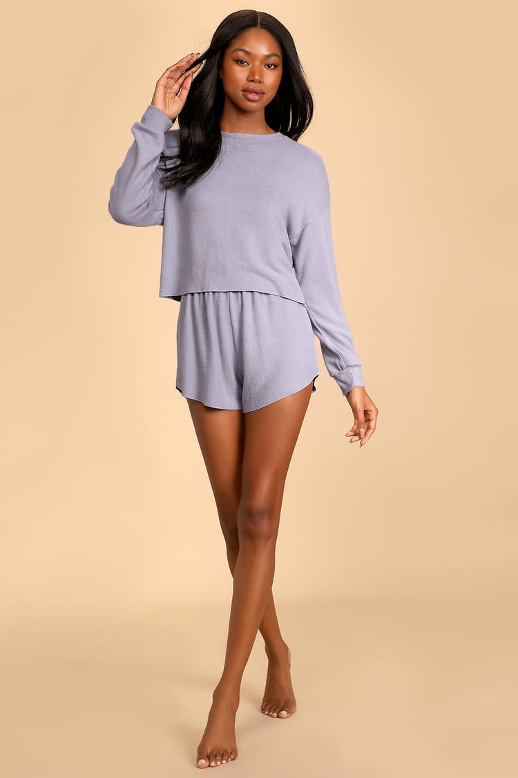 pajama shorts with long sleeve top