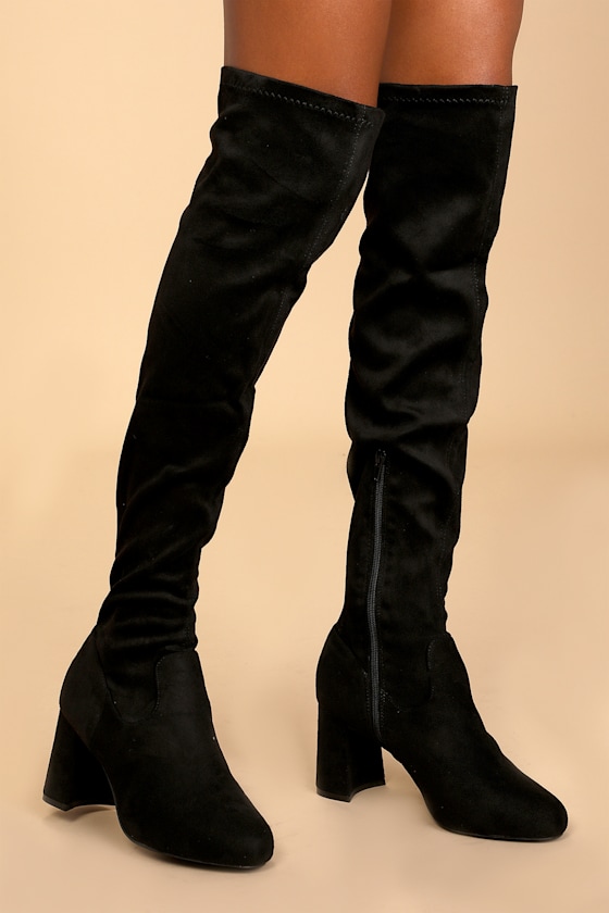 Tahlia Black Suede Over the Knee Boots 4