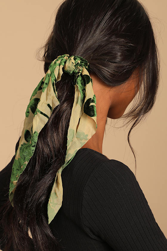Green Ponytail Holder Hair Scarf Women's Ponytail Holder Lulus