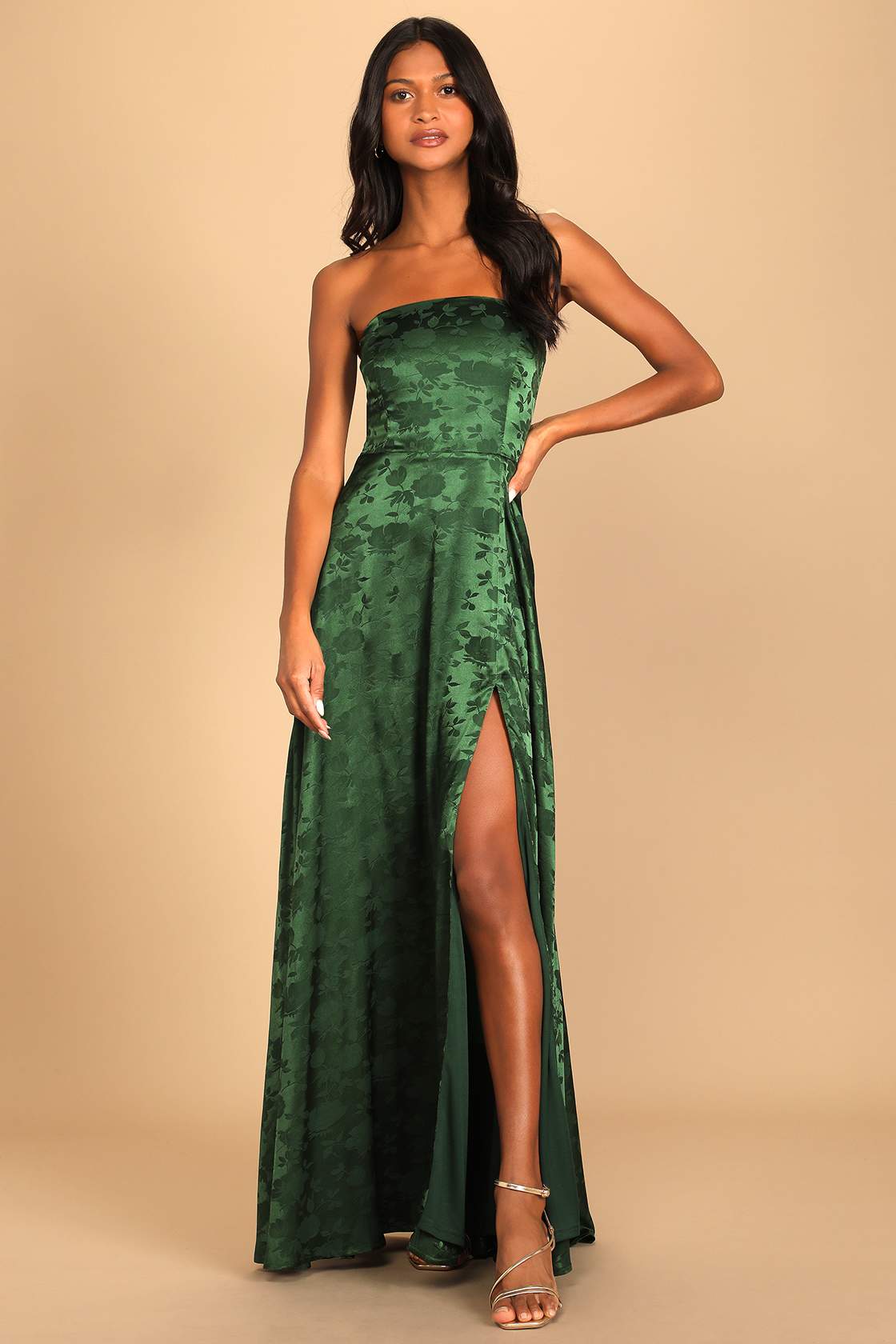 Emerald Green Satin Maxi Dress Wedding Bottle Green Maxi Dress Bridesmaid Dresses  Emerald Green