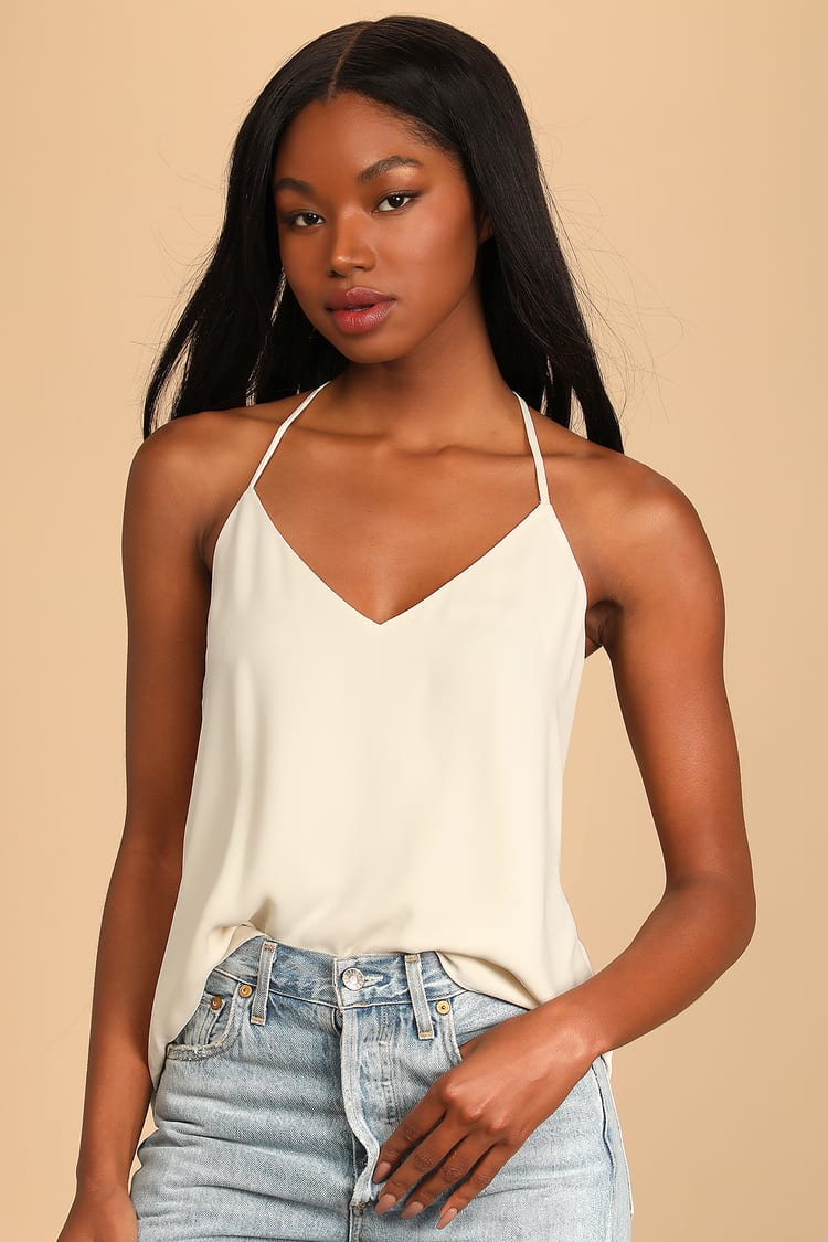 Ivory Tank Top - Chiffon Cami Top - T-Back Cami Top - Women's Top - Lulus