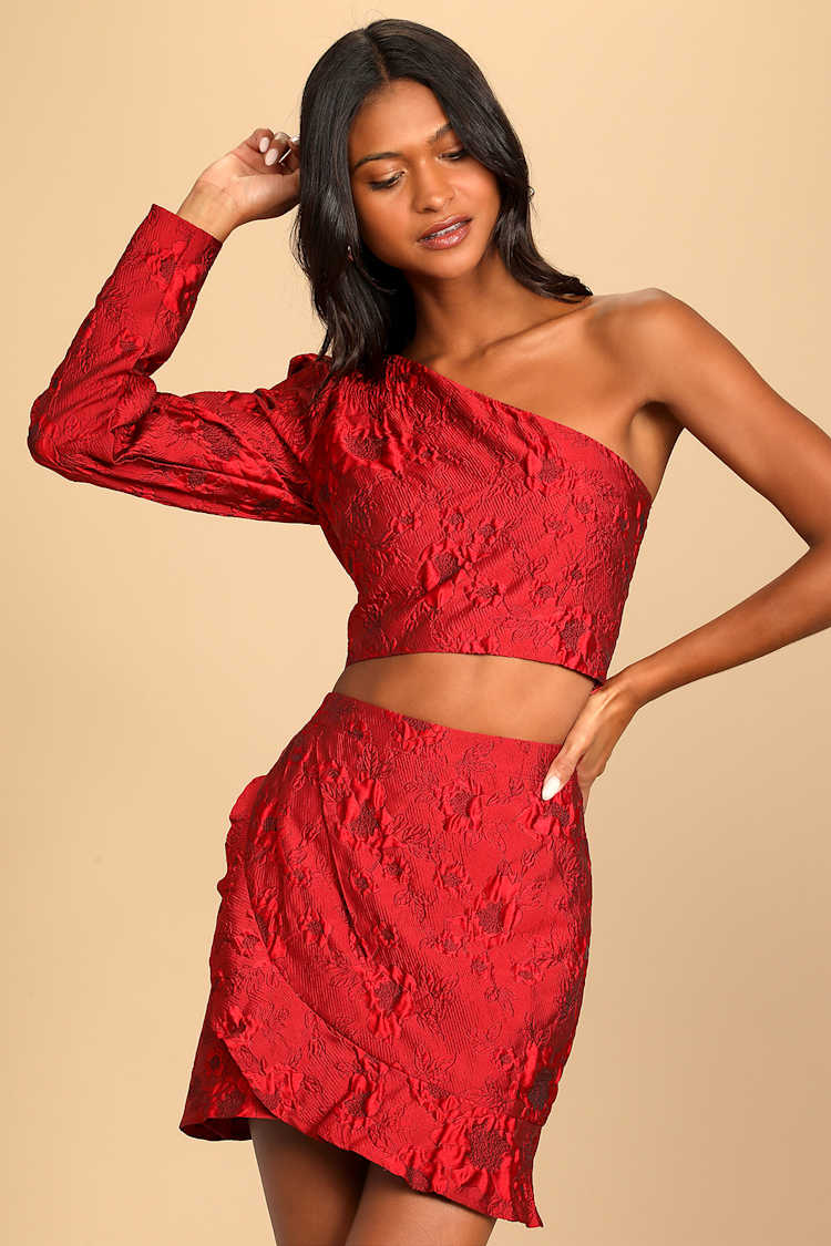 Mini Skirt Flower Skirt Red Ivy Ditsy Floral Mini Skirt