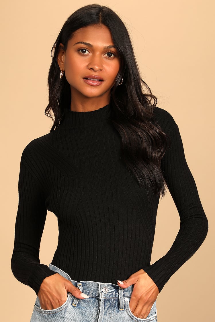 Crawford Black Long Sleeve Mock Neck Bodysuit