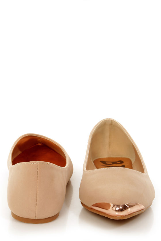 Bamboo Raspy 05 Nude Metal Capped Pointed Flats
